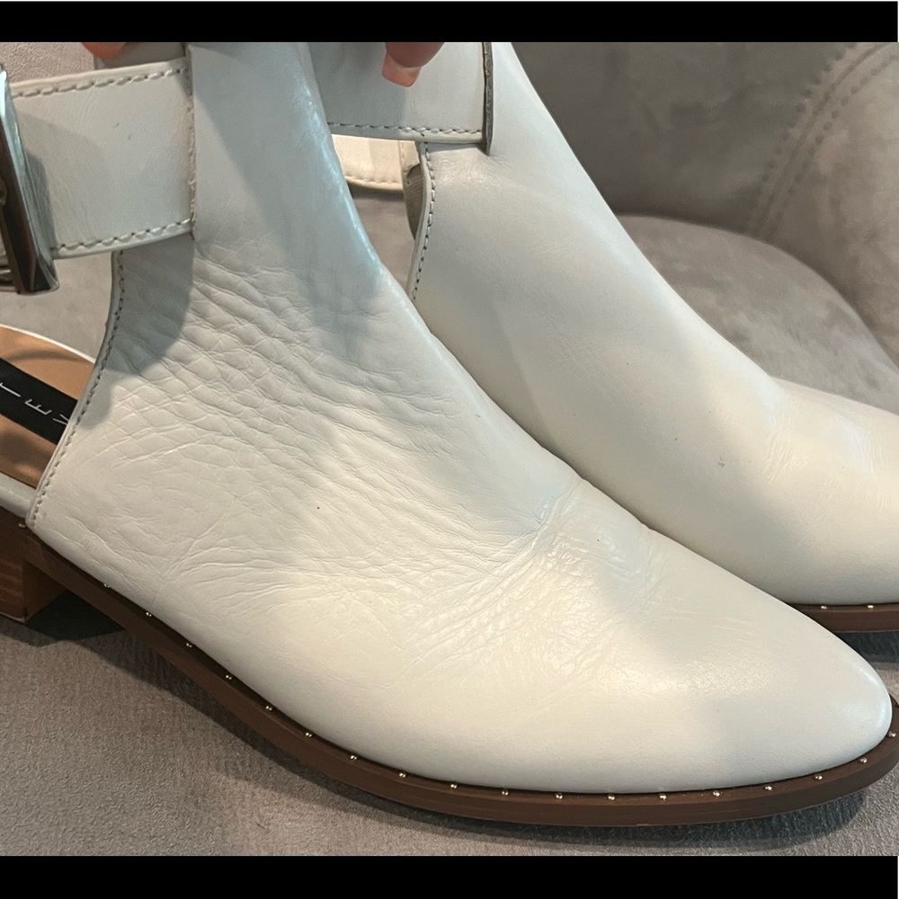 White leather mules/slides